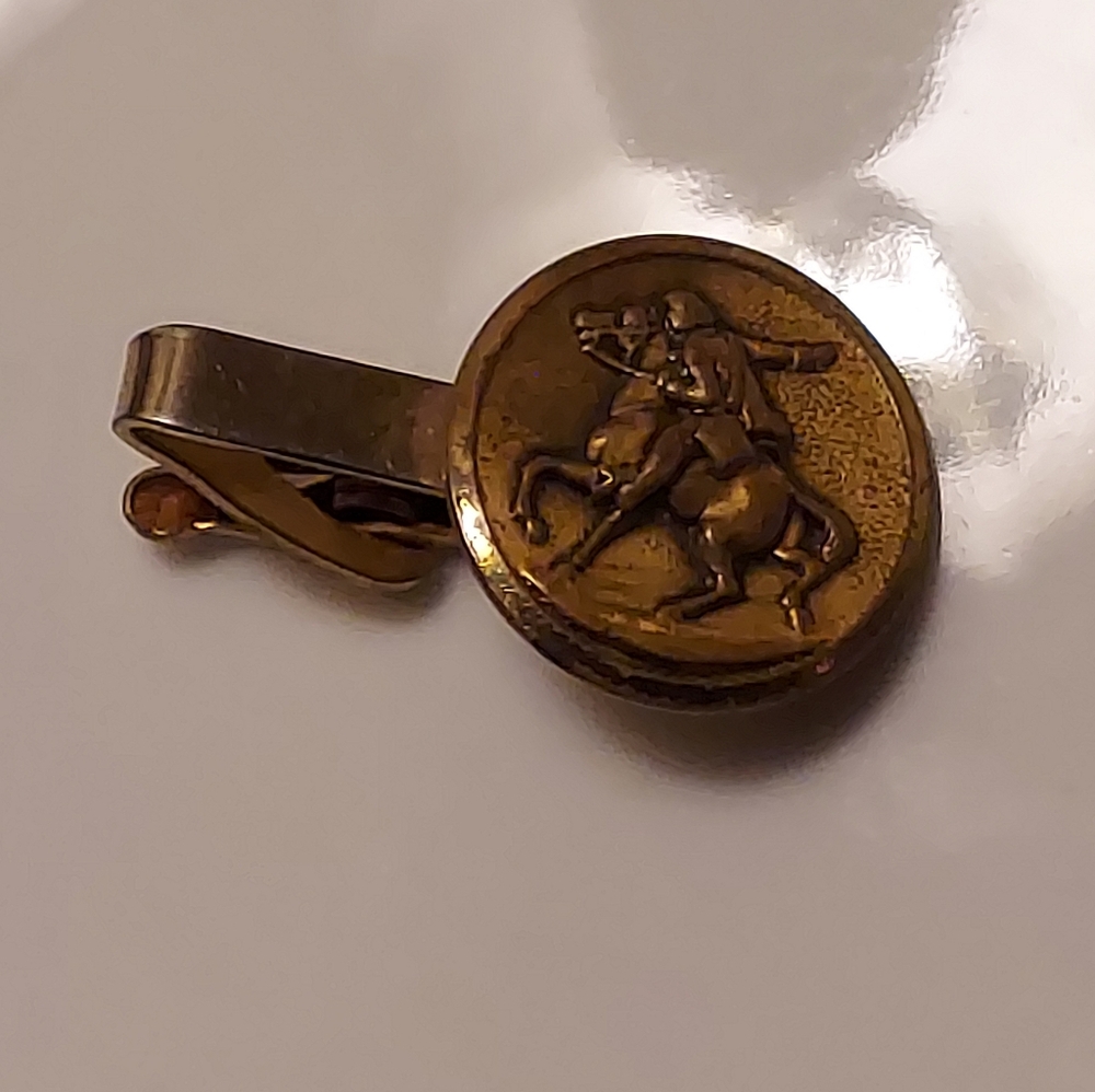 Antique Paul Revere Midnight Ride Tie Clip -  Brass RARE!
